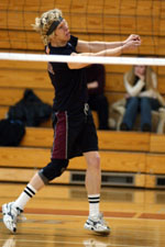 Greg Higgins had 13 kills and eight total blocks against Philadelphia Biblical.